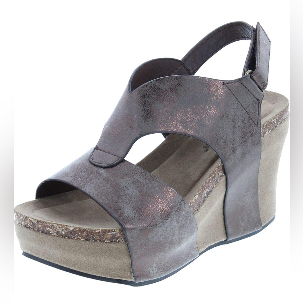 Pierre Dumas Bronze Wedge Sandals